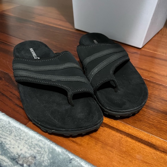 Merrell Black Suede One toe Slippers Slides Shoes Size 8 - Picture 2 of 5